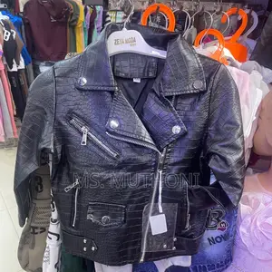 1-4 Years Kids Croc_style Black Leather Jackets