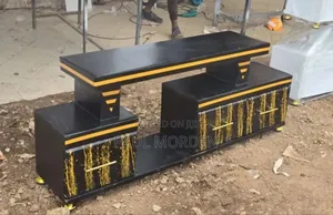 Black Tv Stands With Silver Strips and Led