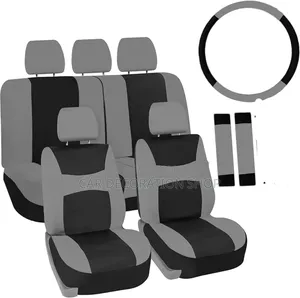 Cloth Well Fit Grey Black Seat Cover With Steering Cover