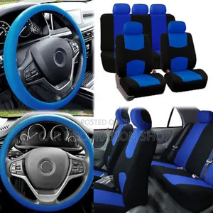 Blue Black Polyester Seat Covers