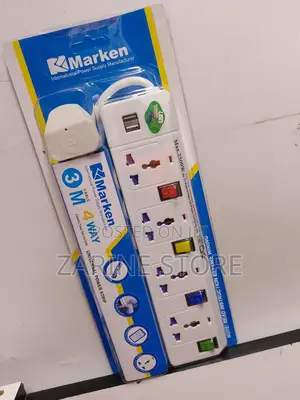 2500 W 13A Fused Power Extension 4 Ways 2 USB Port Corded 3M