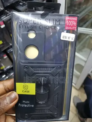 Hard Camshield Case With Ring Holder for Oppo Reno 8T -Black