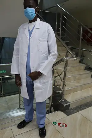 Sky Blue Medical Scrub With A Lab Coat