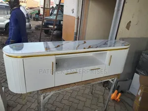 Oval Tv Stand With Marble Top And Has Led Lights 6 Fitt