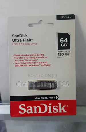 64gb Usb 3.0 Ultra Flair-150mb/S Sleek Metal Case Drive.