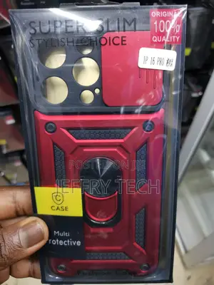 Camshield Case for iPhone 16 Pro Max With Ring Stand-Red