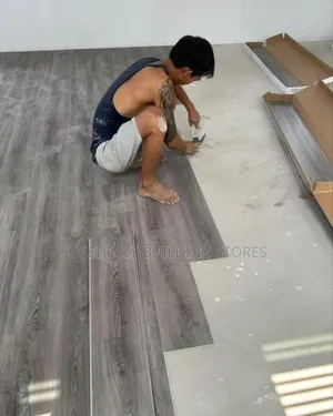 Grey SPC Flooring Interlocking Planks.