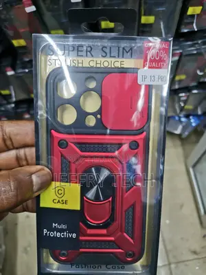Camshield Hard Case for iPhone 13 Pro With Ring Stand-Red