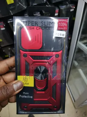Hard Camshield Case for iPhone 12 Pro Max With Ring-Red