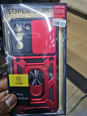 Galaxy S21 Case With Ring Kickstand and Camshield-Red