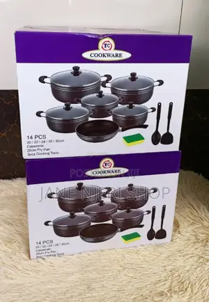 TC 14pcs Non-Stick Black Coated Cooking Pot Set