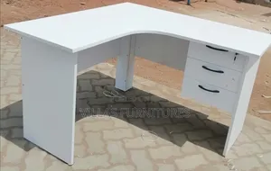 White Curved L Shaped Office Desk