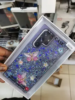 Samsung Galaxy S22 Ultra Glitter Butterfly Case-Purple