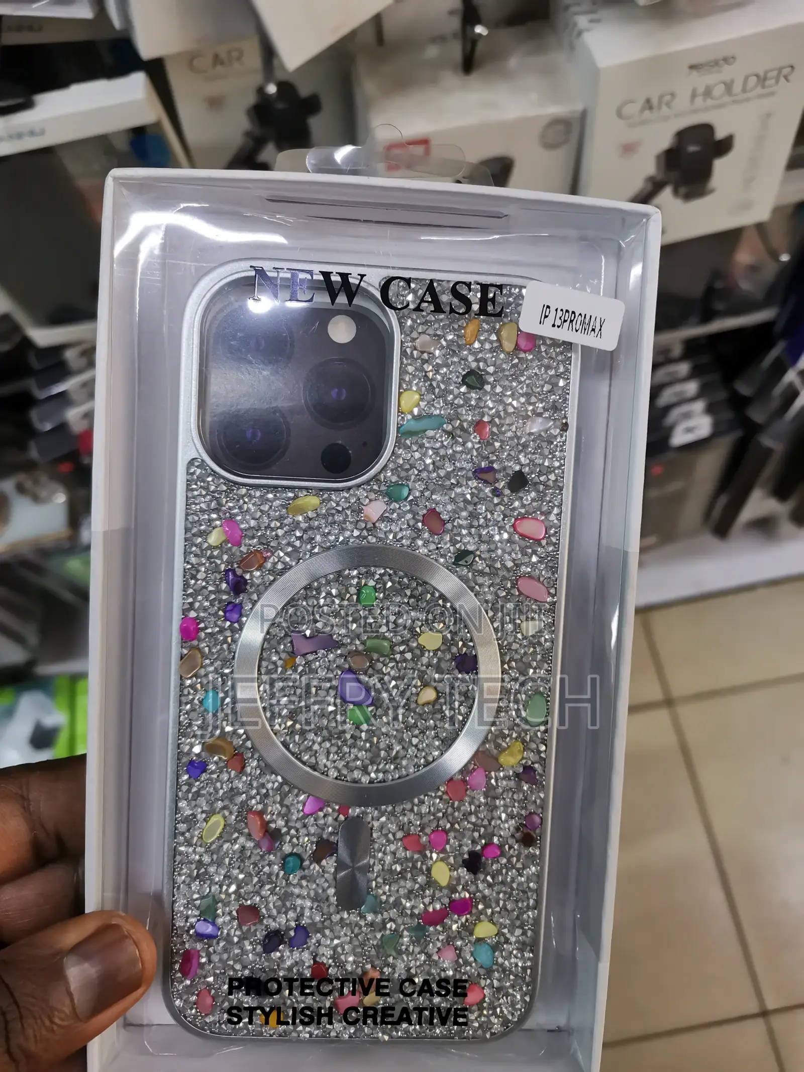 iPhone 13 Pro Max Bling Glitter Design Shockproof Case-Gray