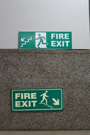Fire Exit Signage- Arrow Pointing Towards Stairs