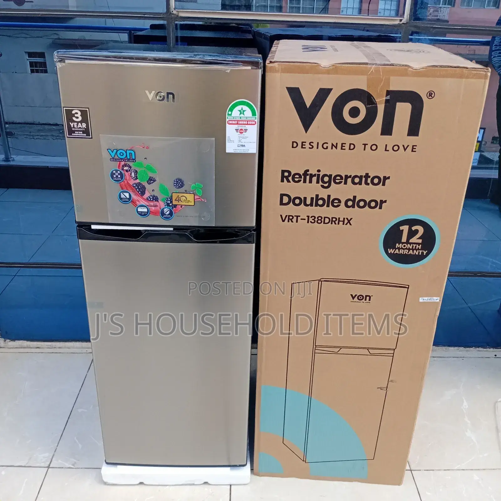 Von 138L Double Fridge