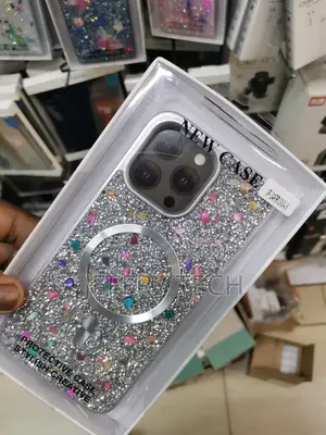Rose Glitter Flower Case for iPhone 14 Pro Max-Silver