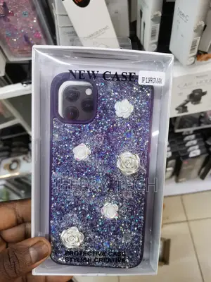 iPhone 11 Pro Max Rose Glitter Flower Rhinestone Case-Purple