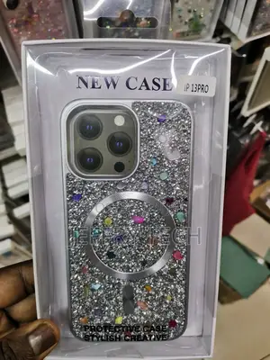 iPhone 13 Flower Glitter Case Compatible With Magsafe-Silver