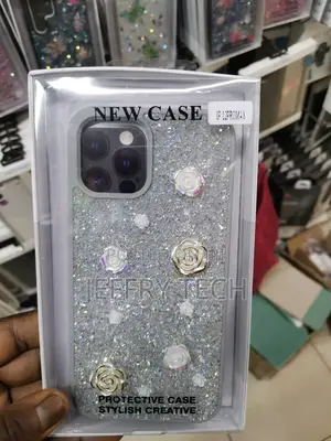 iPhone 12 Pro Max Glitter Flower Rose Rhinestone Case