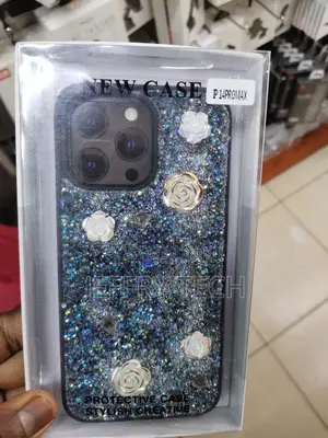 Rose Glitter Flower Luxury Case for iPhone 14 Pro Max-Black