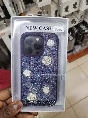 Rose Glitter Flower PC (Hard) Case - iPhone 14 Pro-Purple