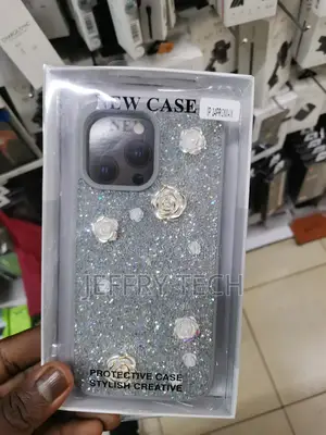 Rose Glitter Flower PC (Hard) Case - iPhone 14 Pro Max-Gray