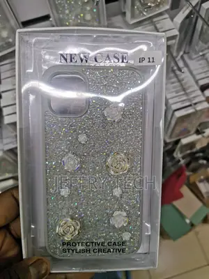Rose Glitter Flower PC (Hard) Phone Case - iPhone 11-Beige