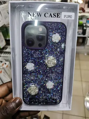 Rose Glitter Flower PC Cute Case - iPhone 13 Pro-Black