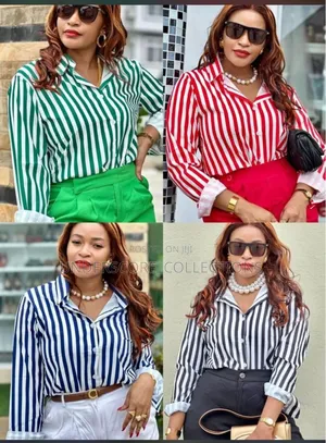 Long Sleeved Striped Ladies Shirts.