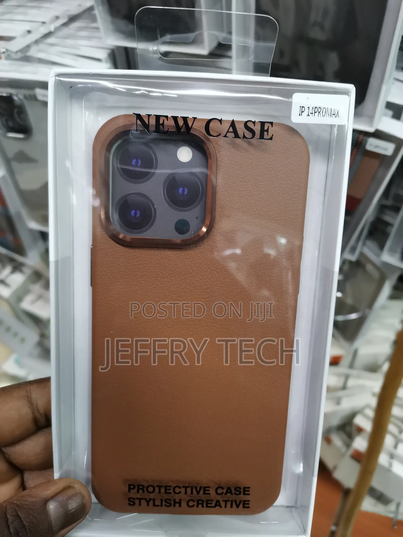 iPhone 14 Pro Max Leather Case Premium Raised Edges-Brown