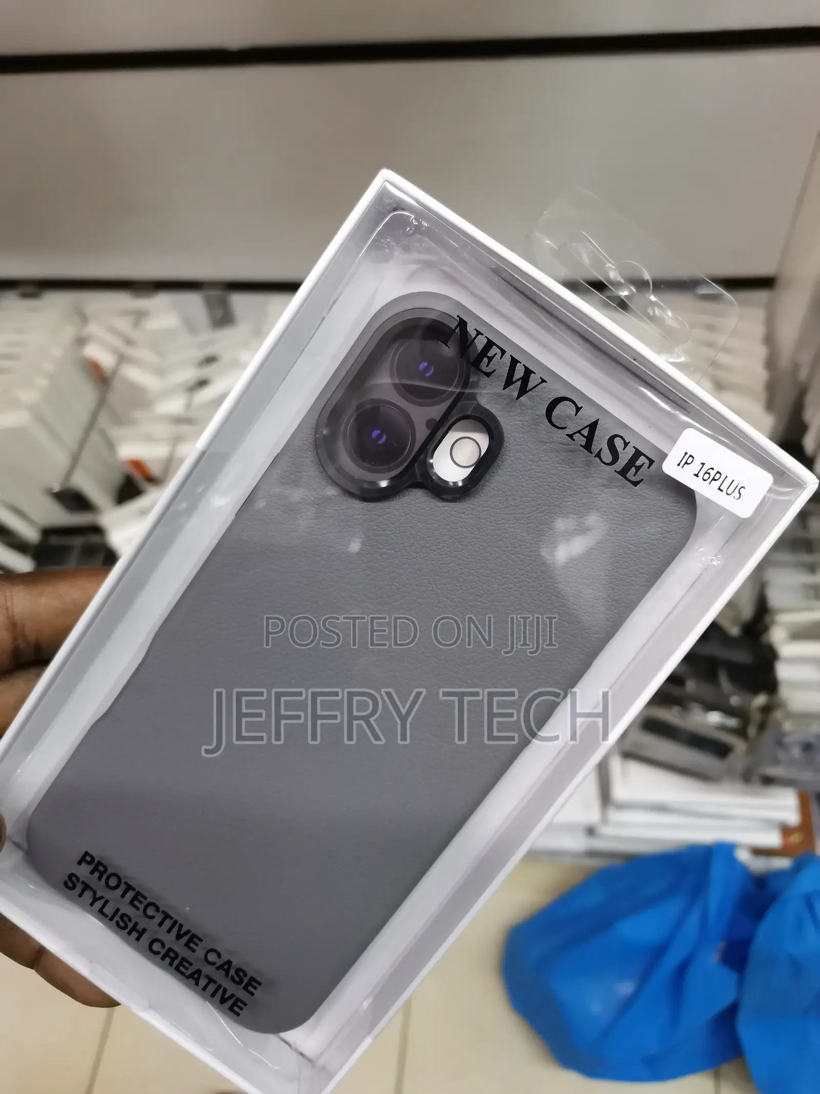 Leather Case iPhone 16 Plus With Magsafe , Camera Frame-Gray