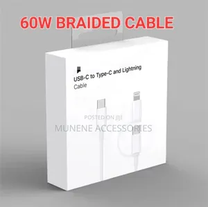 Apple 60w Braided Usb C to Type C and Lightning Data Cable