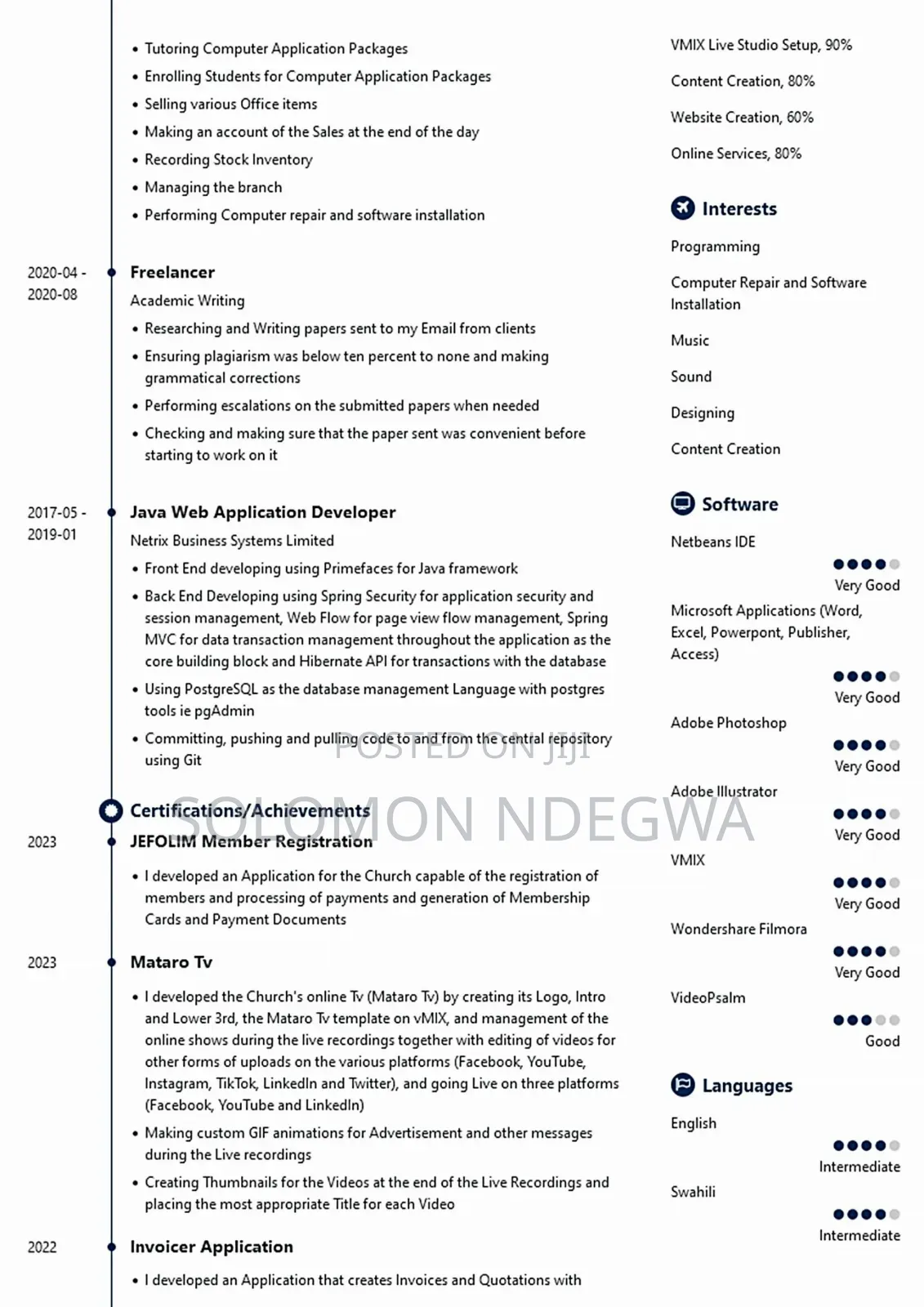 Web Application Developer and Media