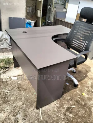 Grey L Shaped Desk and Modern Office Chair