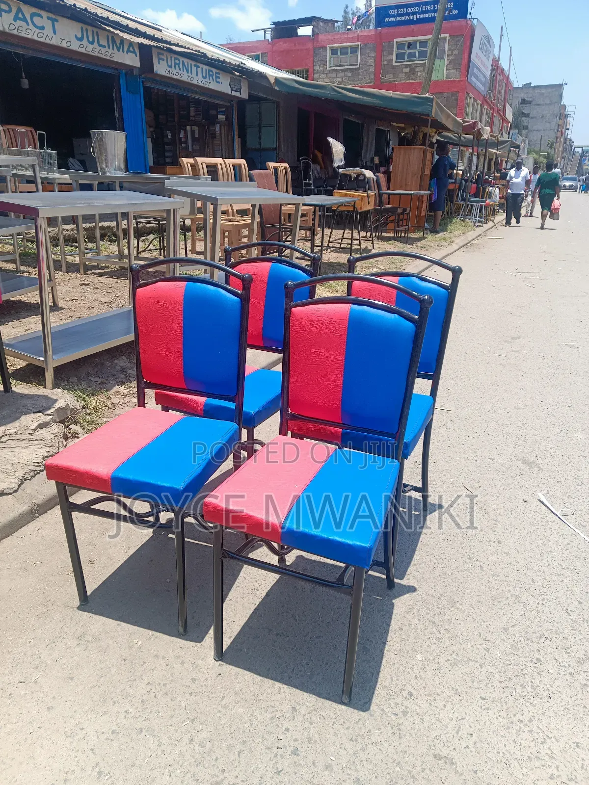 Restaurant Balls Chairs, Red And Blue..