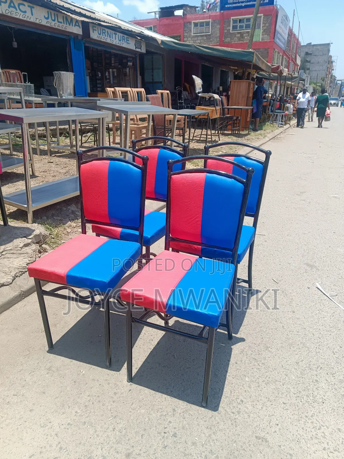 Restaurant Balls Chairs, Red And Blue..