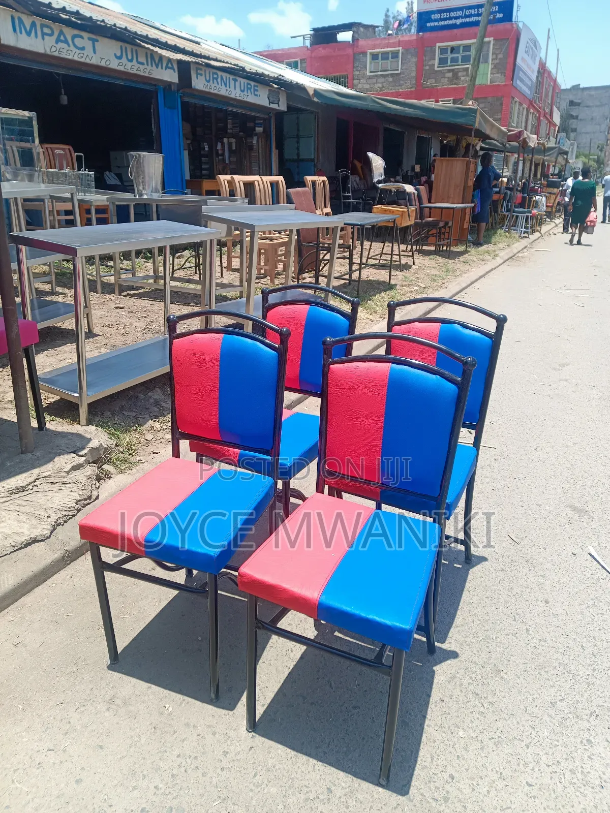 Restaurant Balls Chairs, Red And Blue..