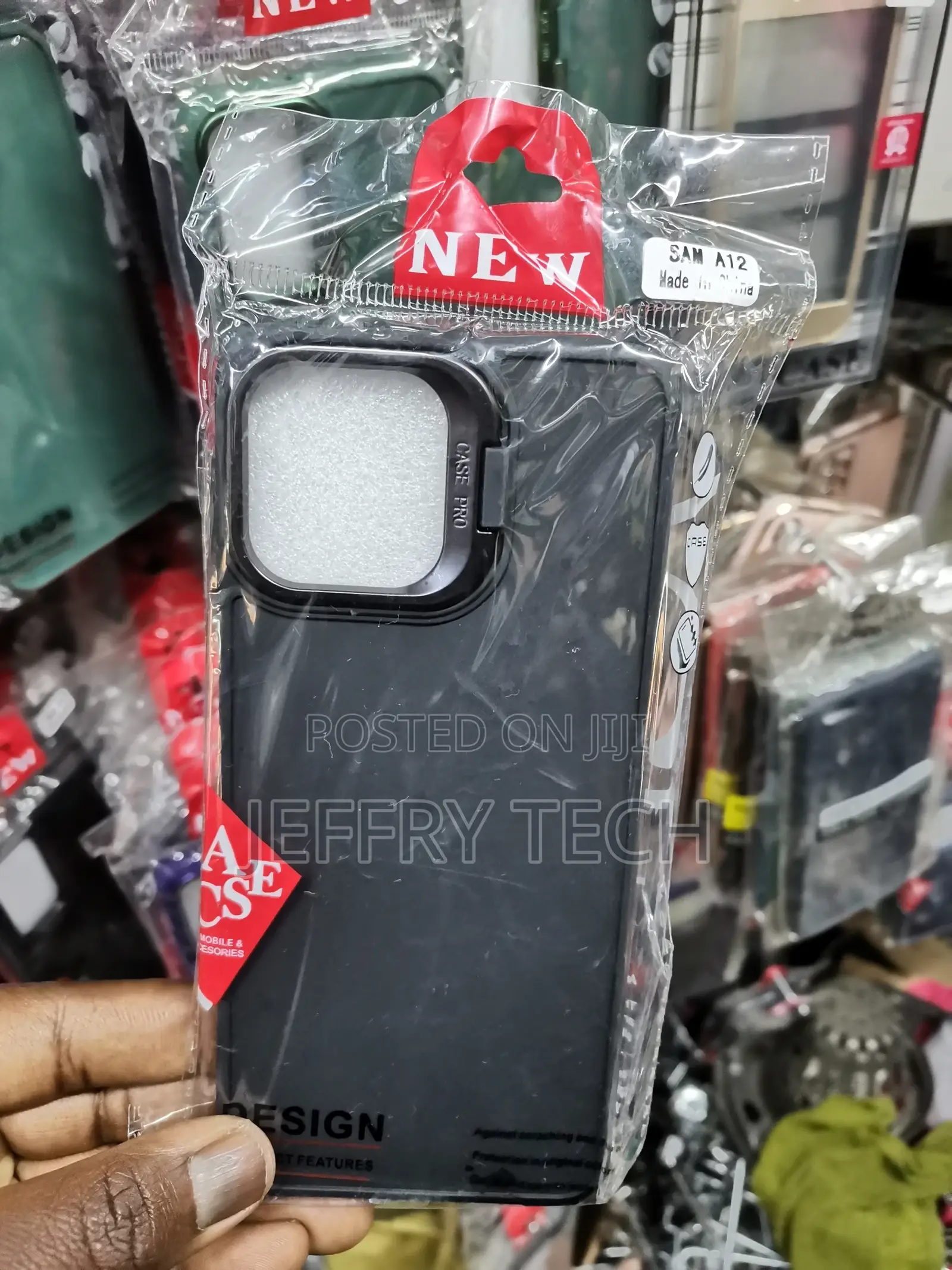 Samsung Galaxy A12 Back Case With Camera Frame Stand -Black