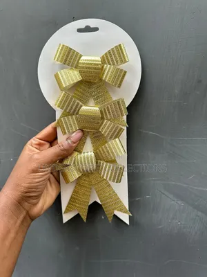 Gold Bows 3pc Set . Christmas Decor.