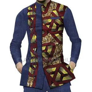 Bold Navy Blue Kitenge Shirts for Gentle Men's Wedding