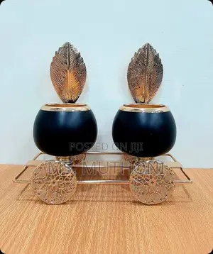 *2in1 Ceramic Candle Holder in Gold Leaf Stand