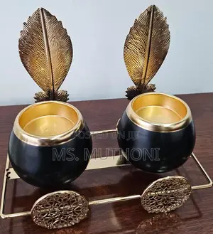 *2in1 Ceramic Candle Holder in Gold Leaf Stand