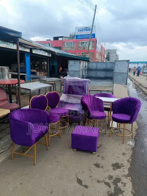 Salon Set, Purple and Gold With Marble Table 