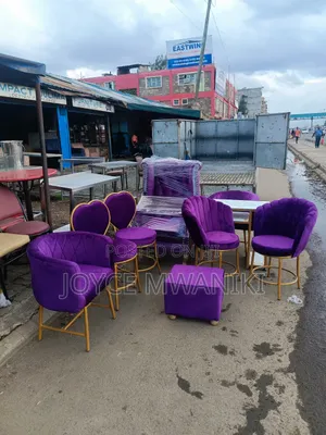 Salon Set, Purple and Gold With Marble Table 