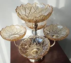 Heavy Glass 5 Arm Fruit Bowl Elegant Presentation Set