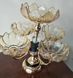 Heavy Glass 5 Arm Fruit Bowl Elegant Presentation Set