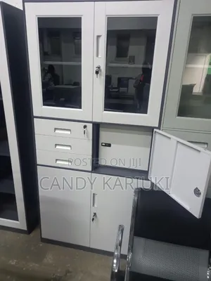 Grey Office File Cabinet With a Safe