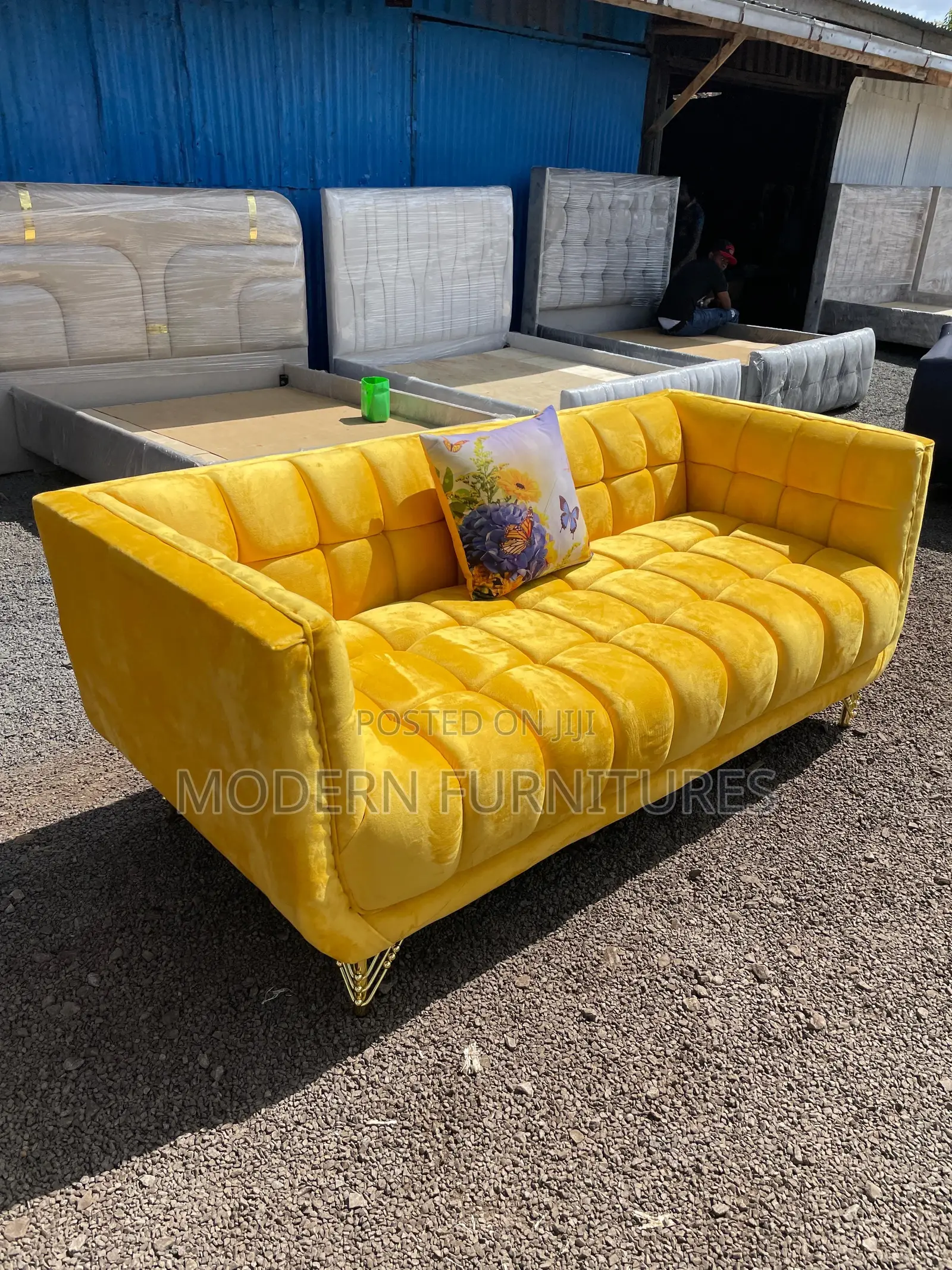 Beautiful Yellow 3 Seater Sofa