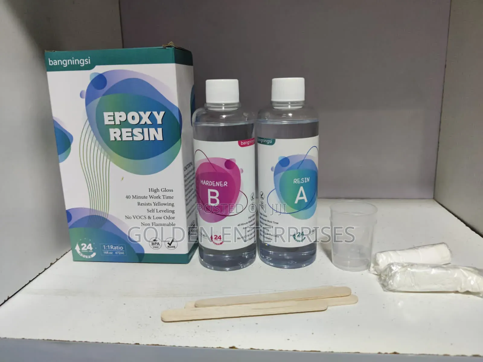 Epoxy Resin Kit, Resin+Harder+Measuring Cups, Gloves